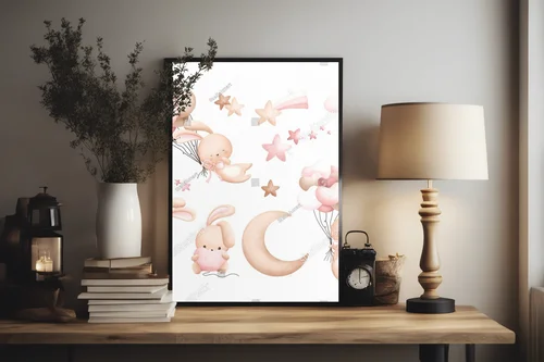 Urocze króliki z balonami w pastelowym stylu