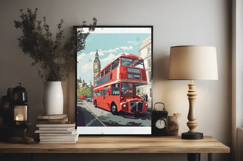 Zimowa panorama Londynu w retro stylu