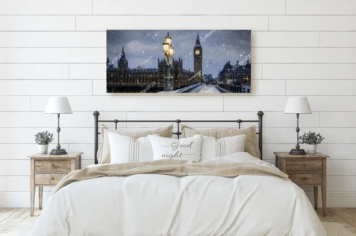 Zimowy widok Westminsterskiego Mostu w Londynie