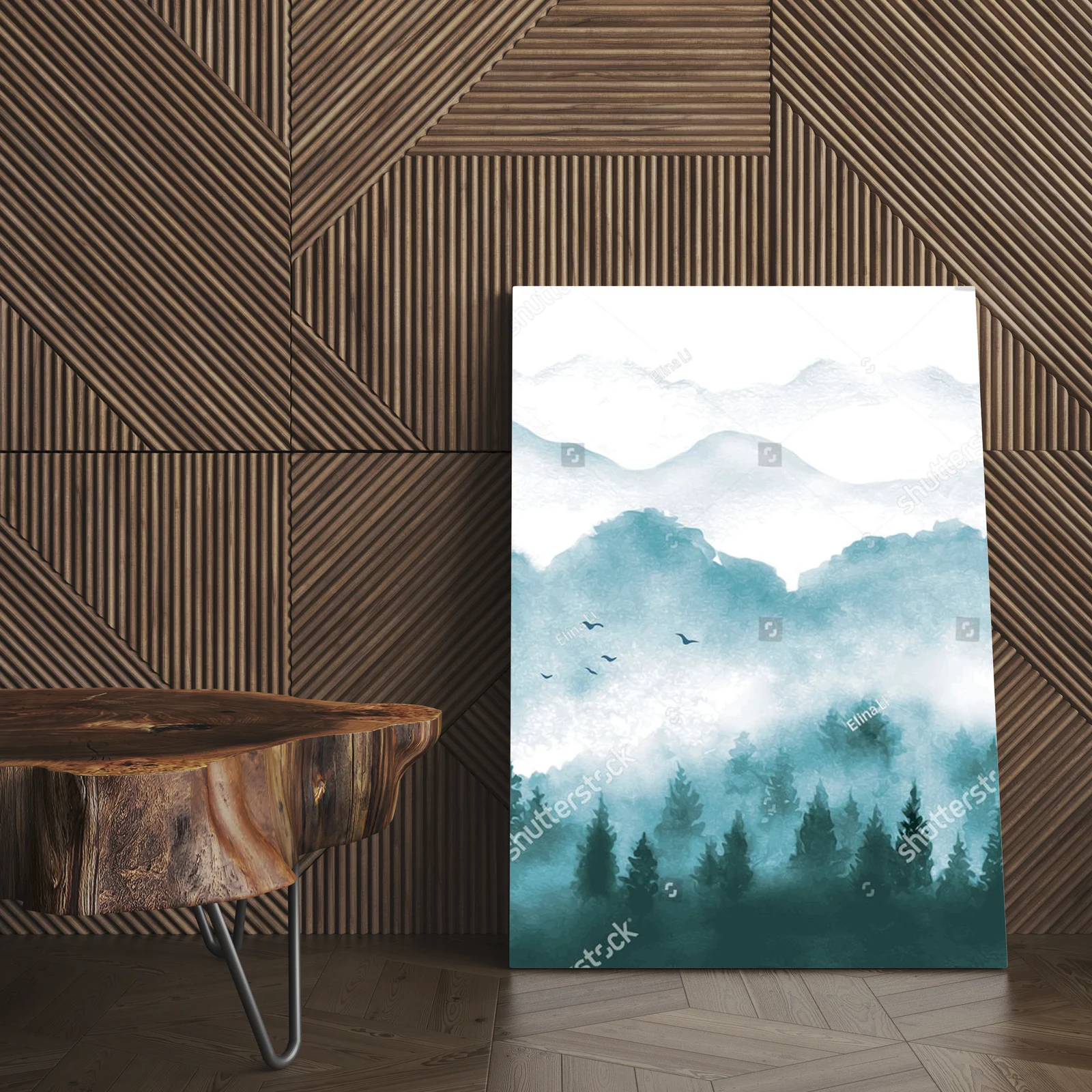 Misty Forest Landscape in Serene Green Hues