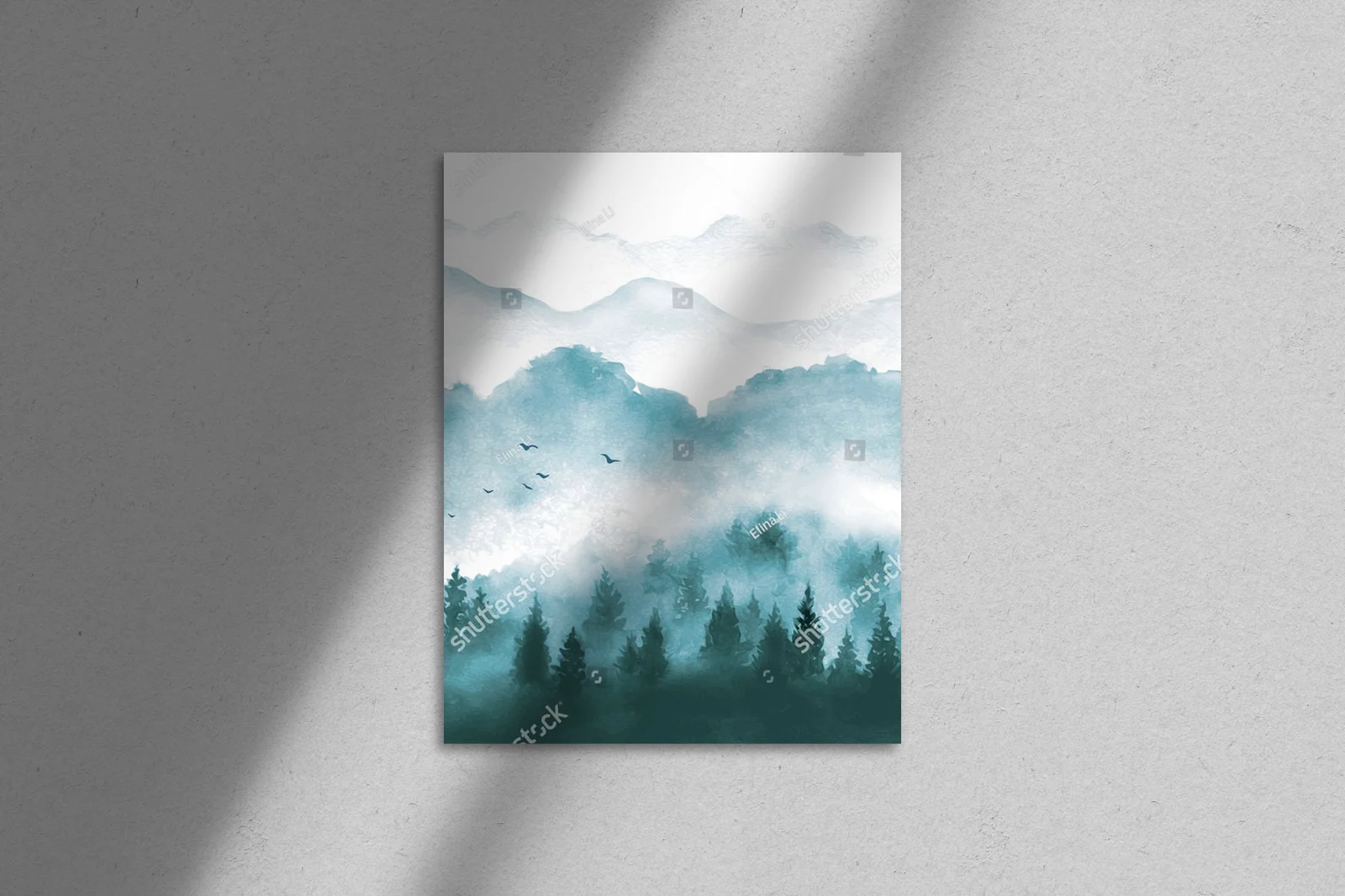 Misty Forest Landscape in Serene Green Hues