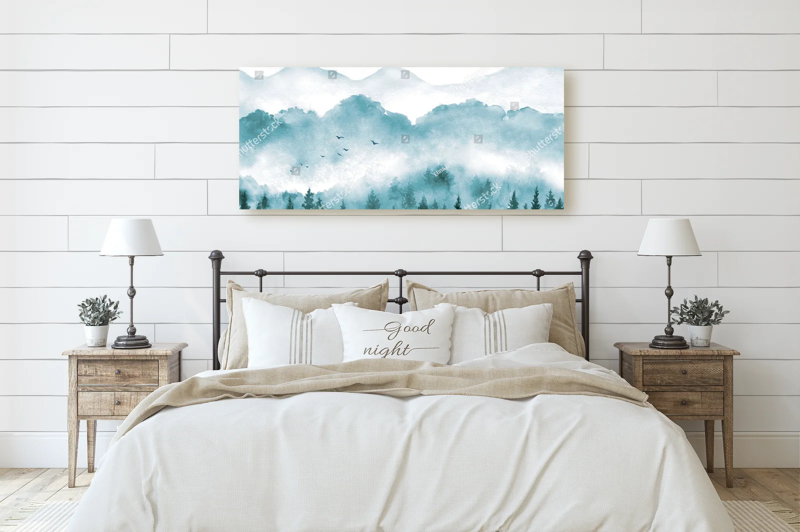 Misty Forest Landscape in Serene Green Hues