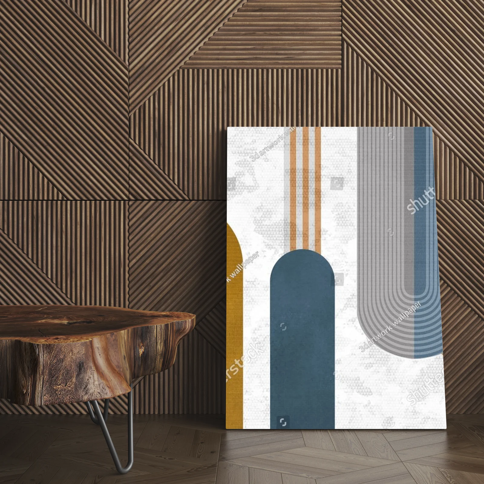 Nowoczesna minimalistyczna murale w geometrycznych kształtach