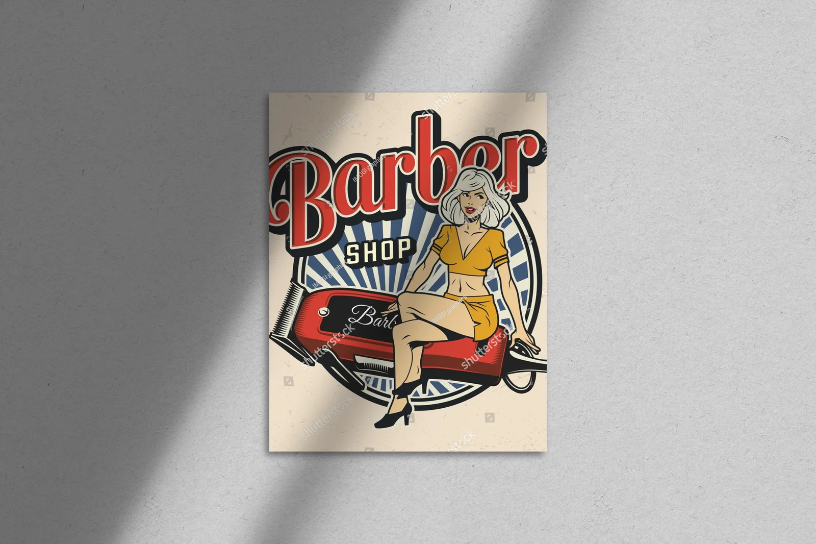 Kolorowy retro design z piękną pinup i maszynką