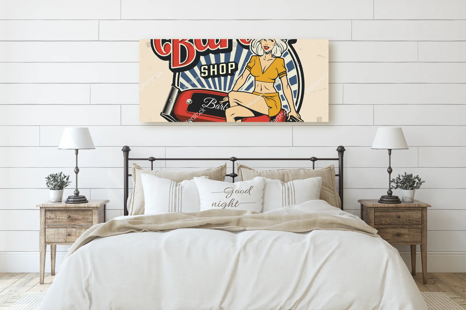 Kolorowy retro design z piękną pinup i maszynką
