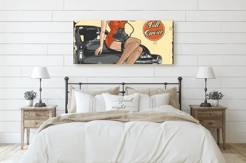 Wielobarwna vintage ilustracja z mechanikiem