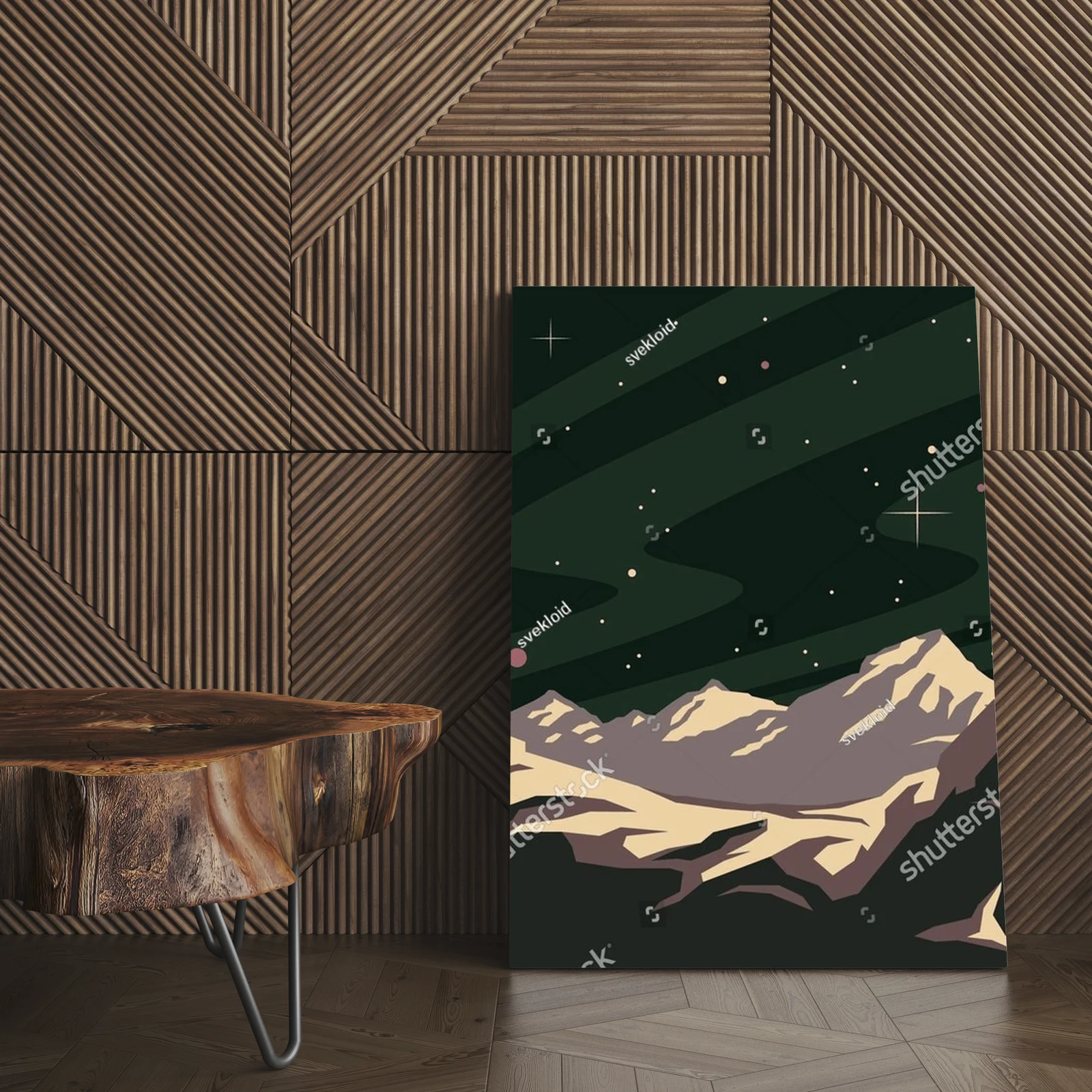Kosmiczny pejzaż w retro stylu z lat 50-tych