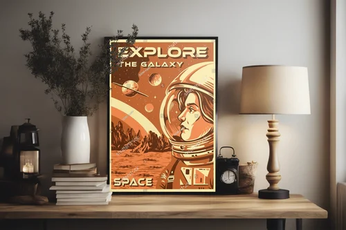 Kobiecy astronauta na tle galaktycznych marzeń
