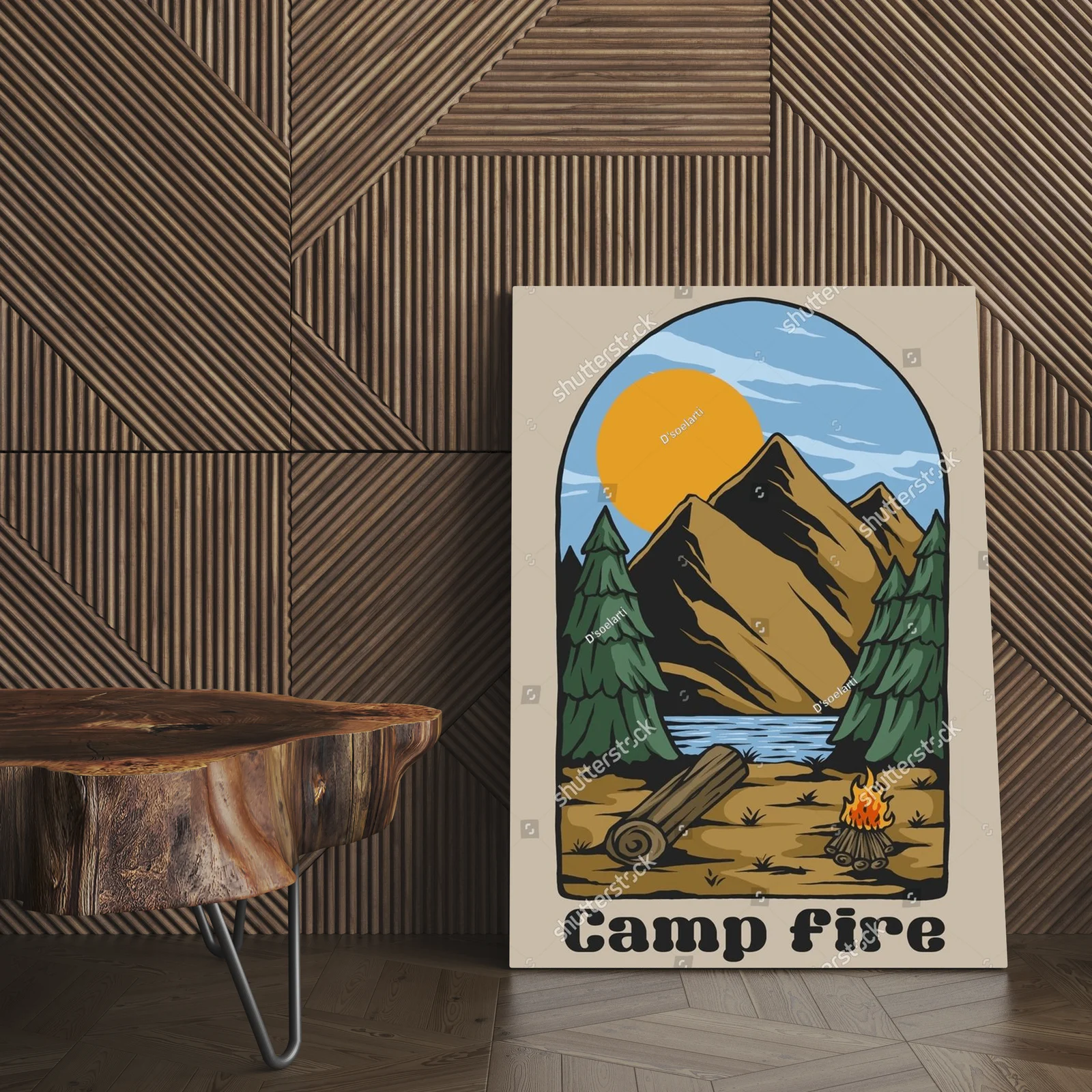 Vintage ilustracja ogniska w naturze