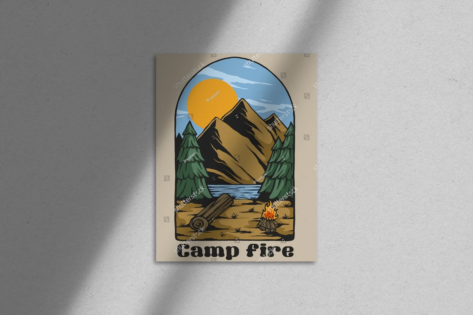 Vintage ilustracja ogniska w naturze