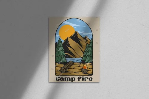 Vintage ilustracja ogniska w naturze