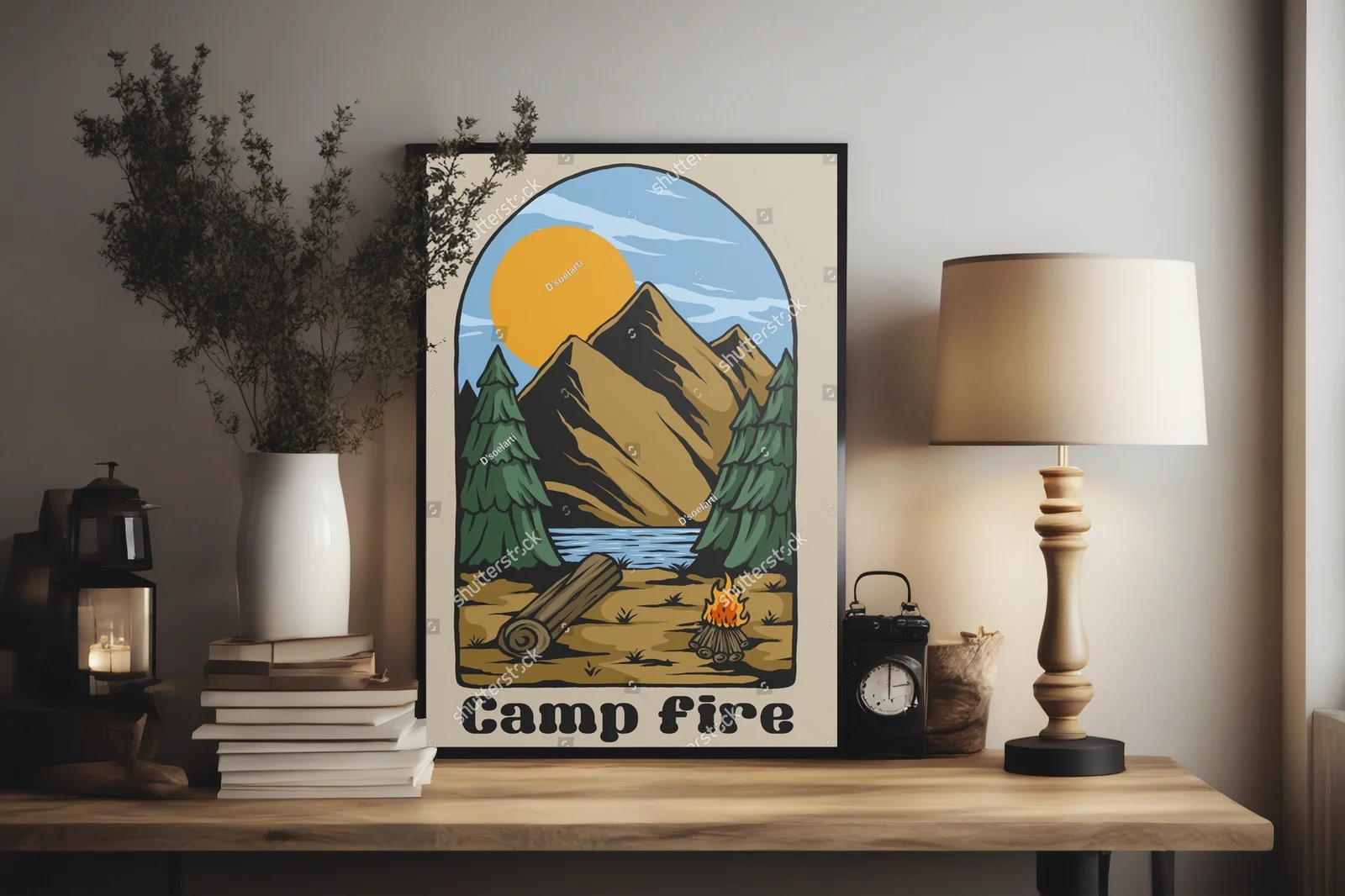 Vintage ilustracja ogniska w naturze