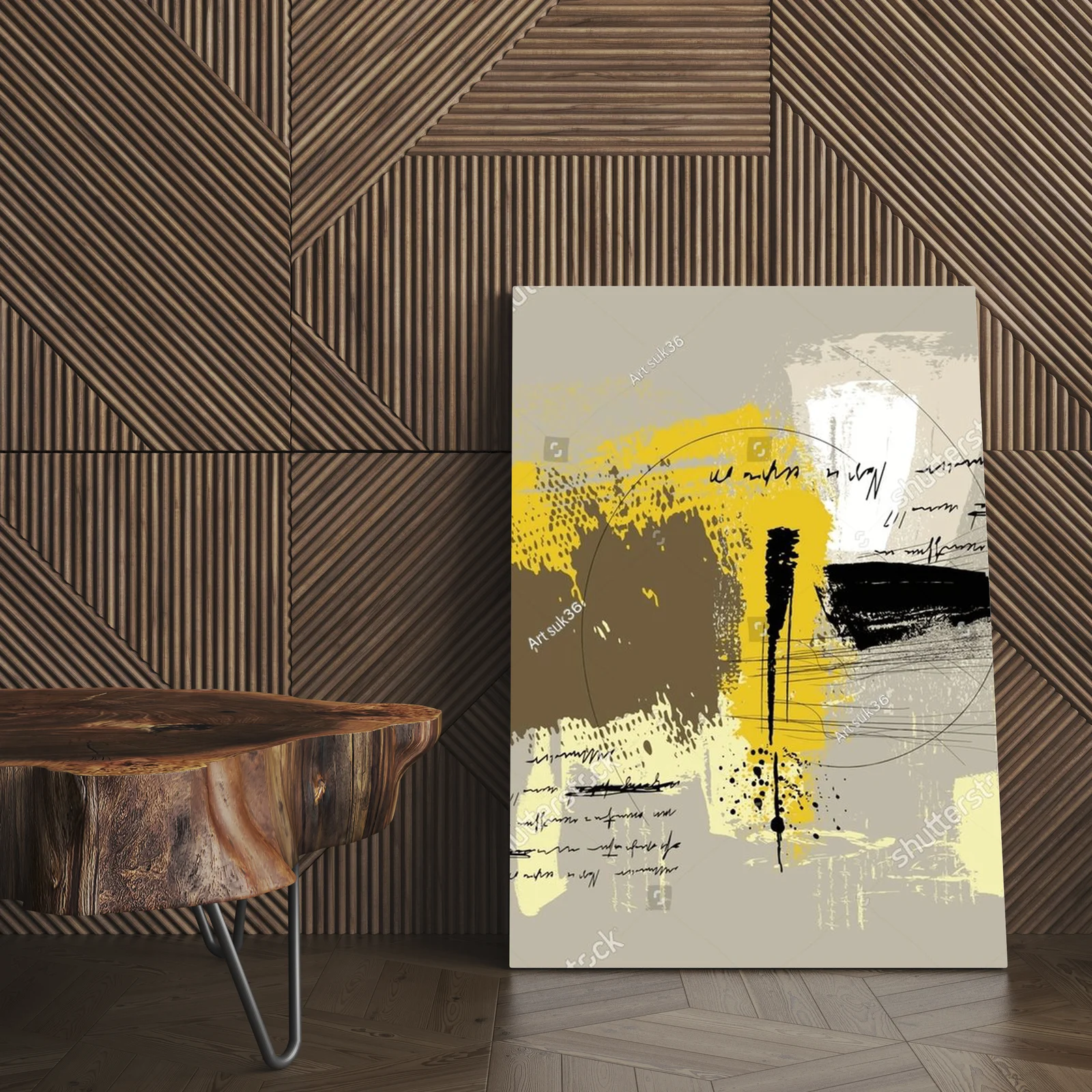 Abstract oil painting in serene earthy tones