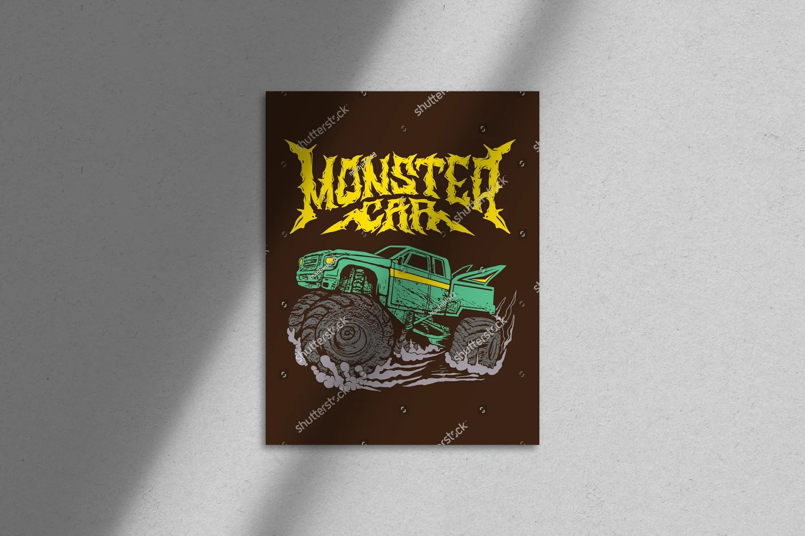 Ekspresyjny monster truck w odcieniach brązu i greenu