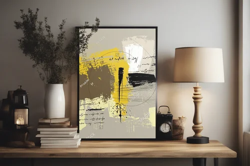 Abstract oil painting in serene earthy tones