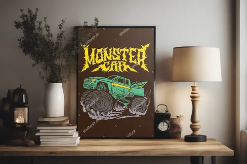 Ekspresyjny monster truck w odcieniach brązu i greenu