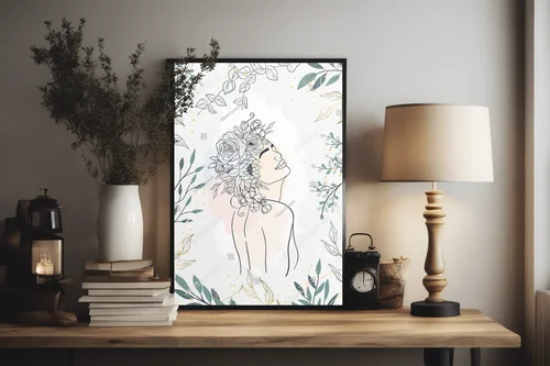 Kobiece piękno w delikatnej floralnej kompozycji