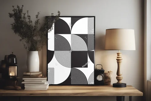 Abstrakcyjne geometryczne kształty w bieli i czerni