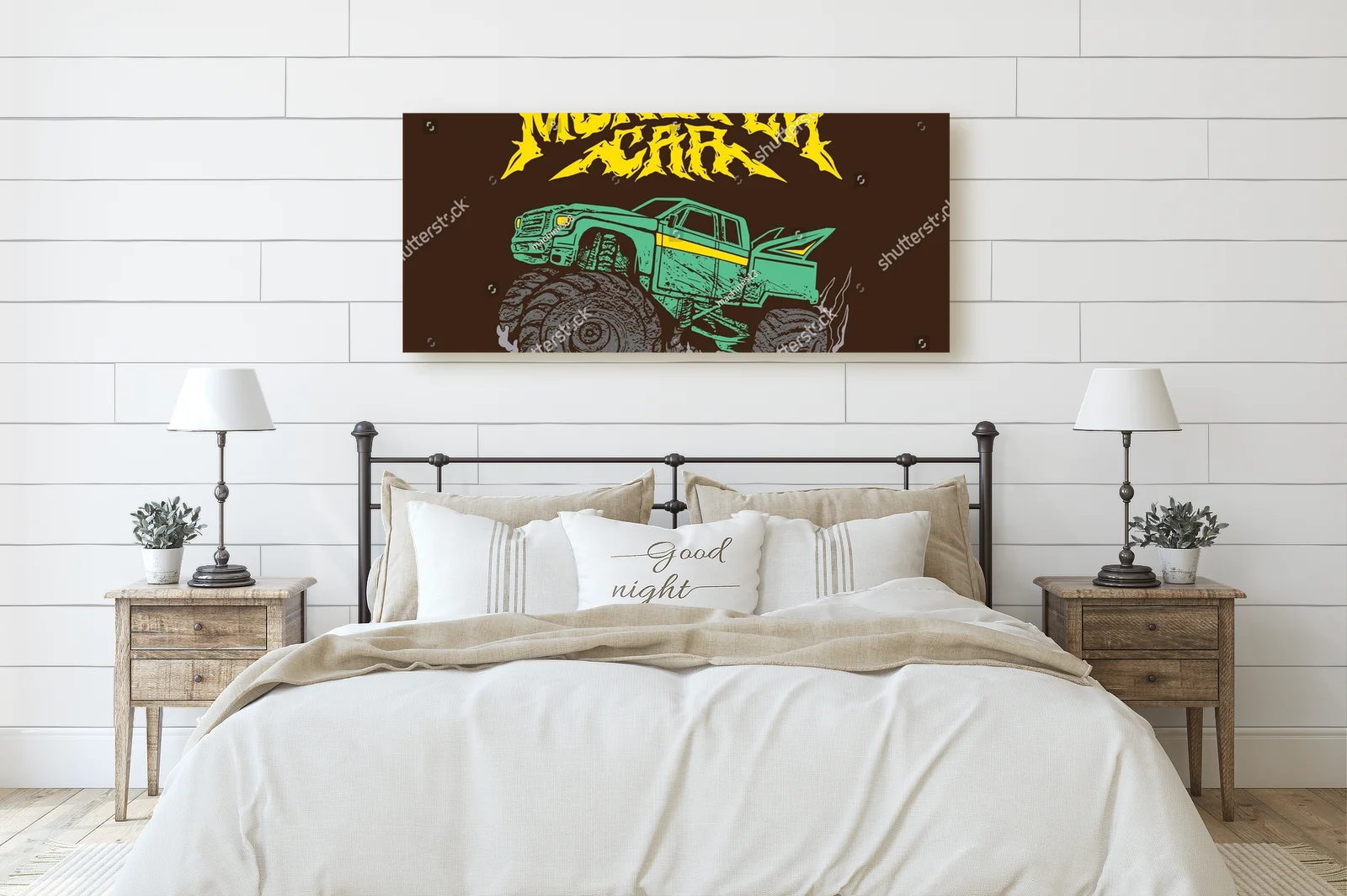 Ekspresyjny monster truck w odcieniach brązu i greenu
