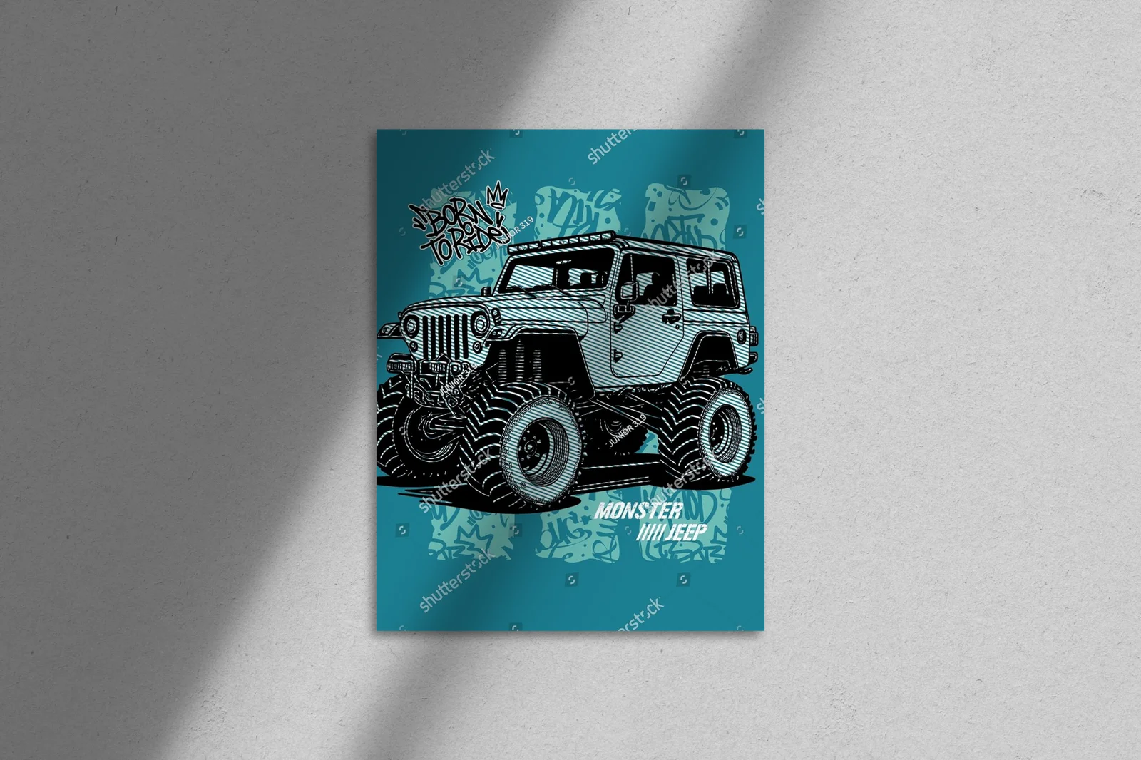 Potężny jeep w krajobrazie przygód