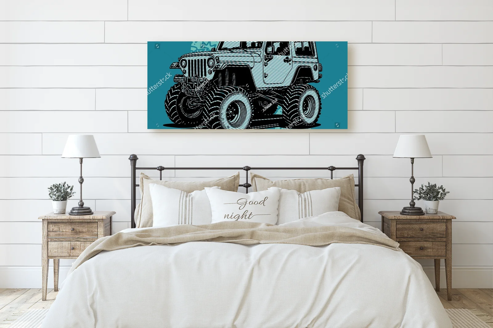 Potężny jeep w krajobrazie przygód