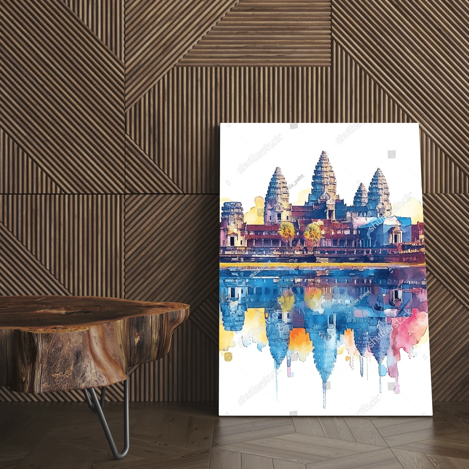 Zachwycający krajobraz Angkor Wat w akwarelowym stylu