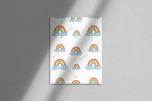 Kawaii tęczowe przygody na białym tle