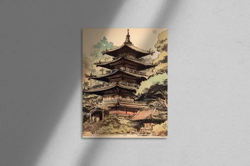 Wspaniała pagoda letnia w leśnej scenerii