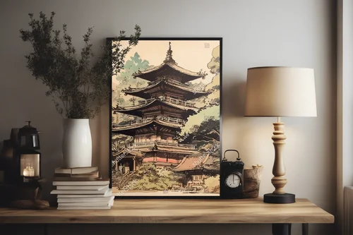 Wspaniała pagoda letnia w leśnej scenerii
