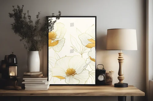 Elegancja w złotych peoniach na beżowym tle