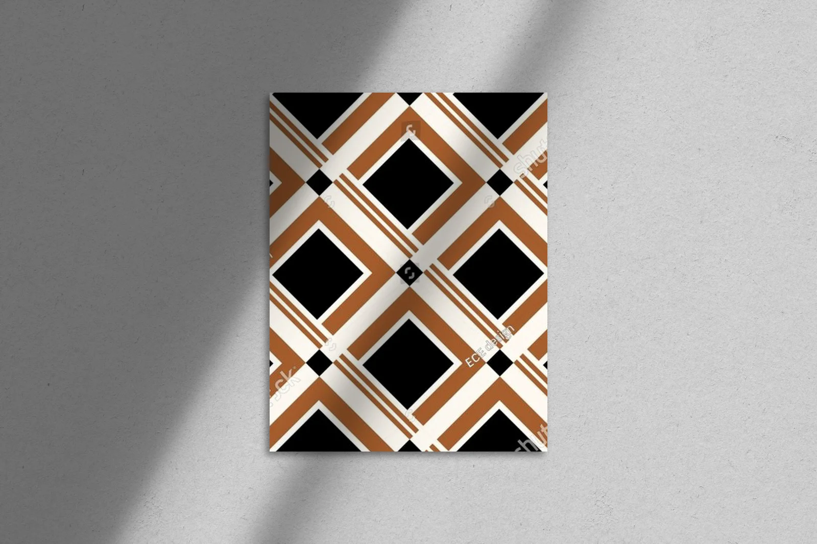 Abstrakcyjne geometryczne motywy w czerni i miedzi