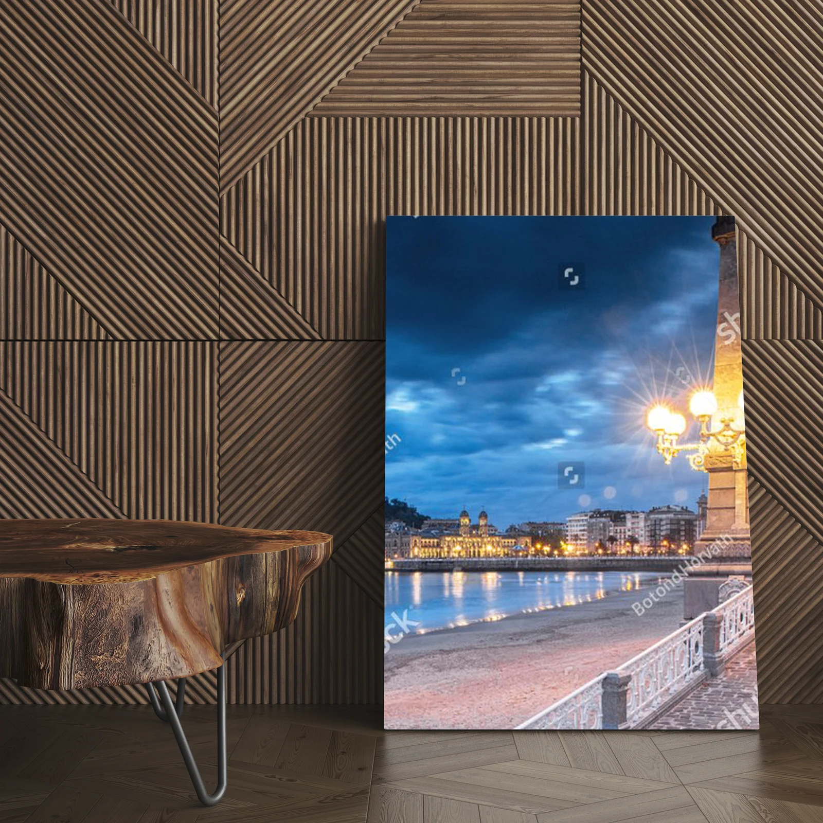 Nocna panorama San Sebastian w morskiej gamie