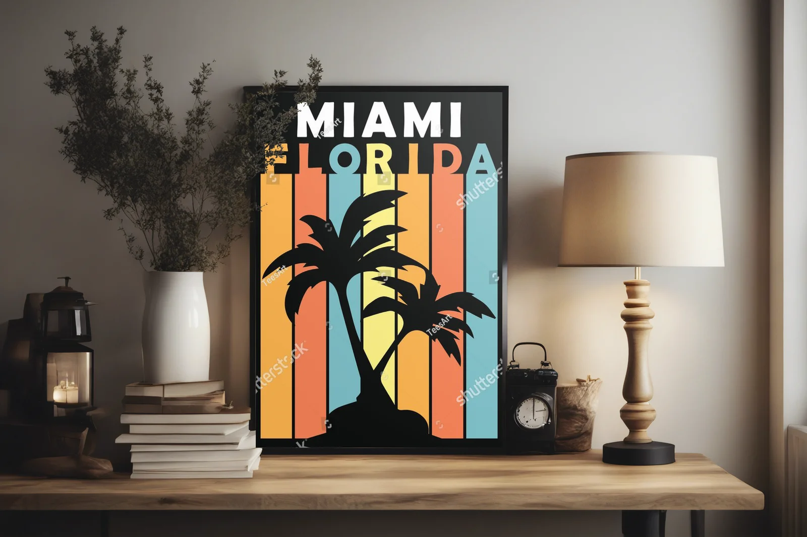 Tropikalna atmosfera Miami na letniej koszulce