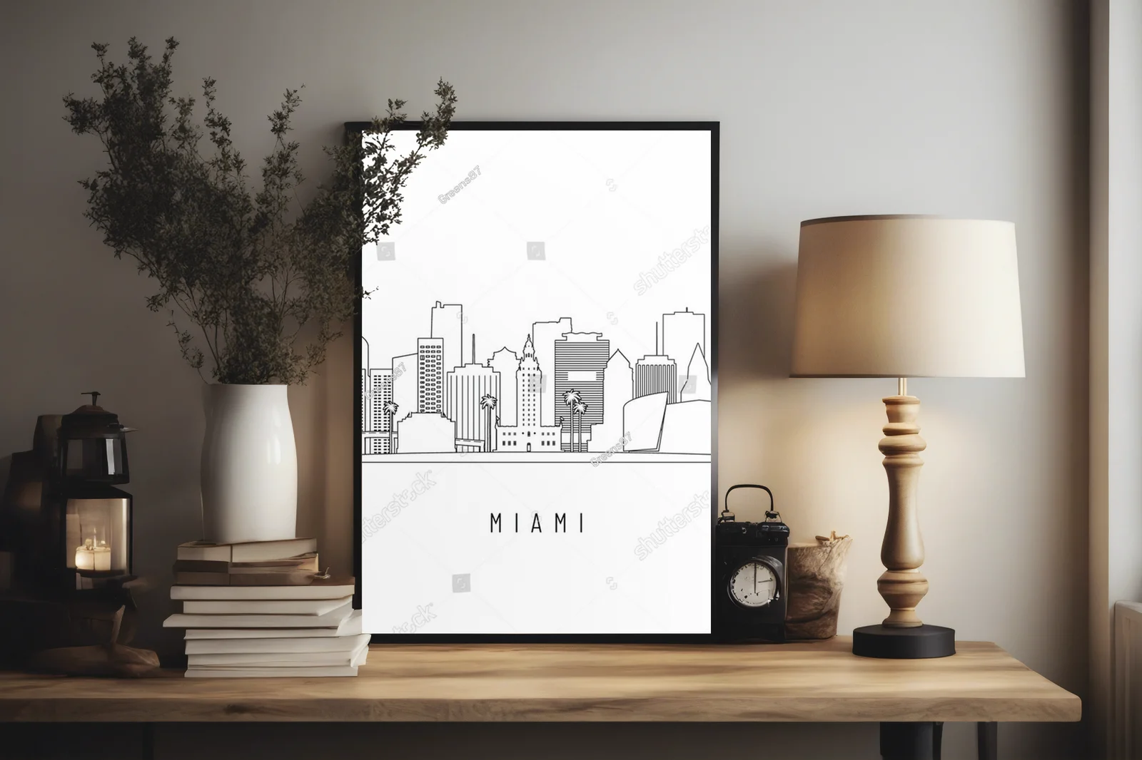 Zjawiskowa Panorama Miami w Liniowym Stylu