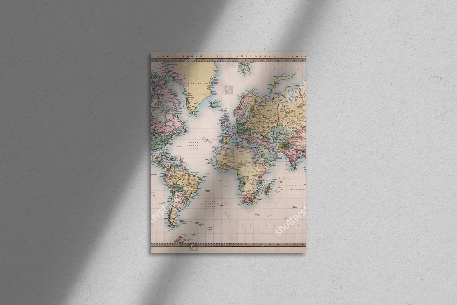 Antyczna mapa świata w eleganckiej kolorystyce
