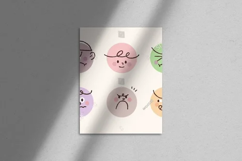 Urocze ikony emocji w pastelowych odcieniach