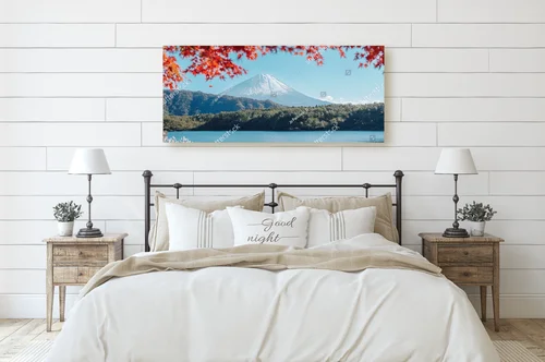 Majestatyczny widok na Fuji w autumnalnej scenerii