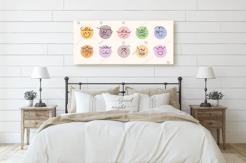 Urocze ikony emocji w pastelowych odcieniach