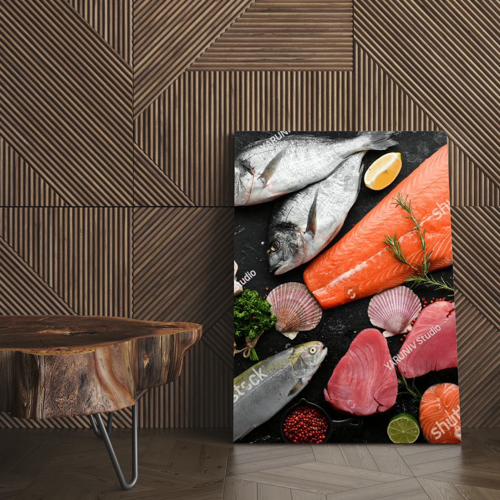 Morski festiwal smaków na czarnym tle