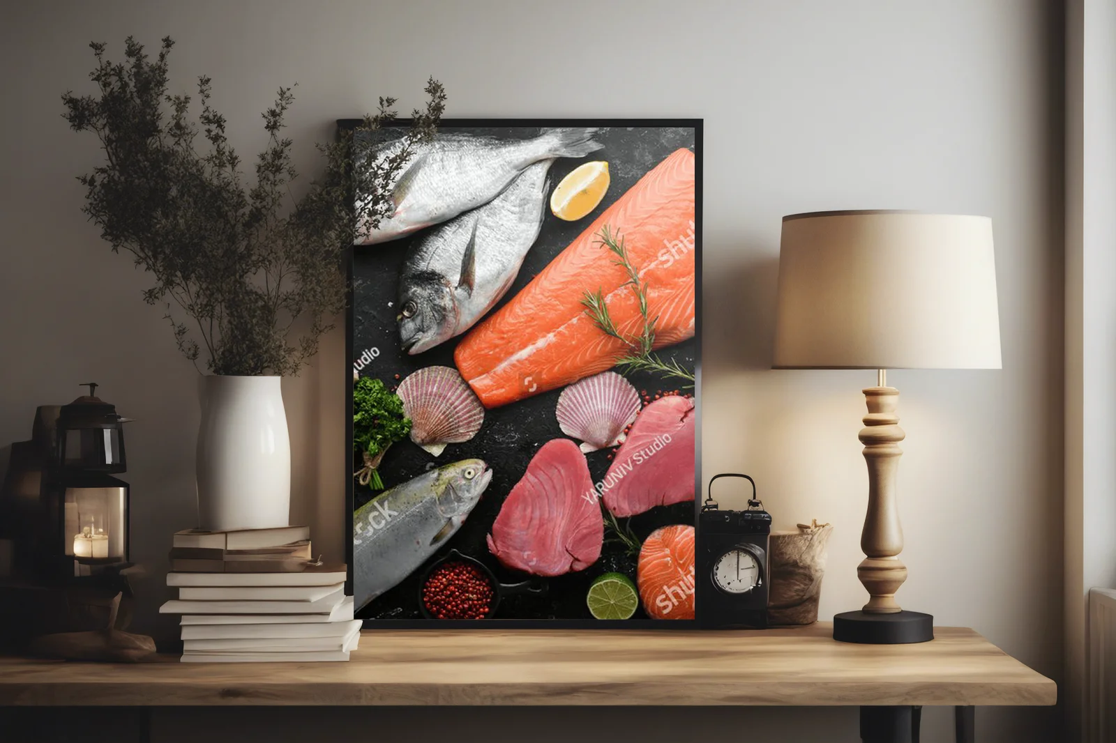 Morski festiwal smaków na czarnym tle