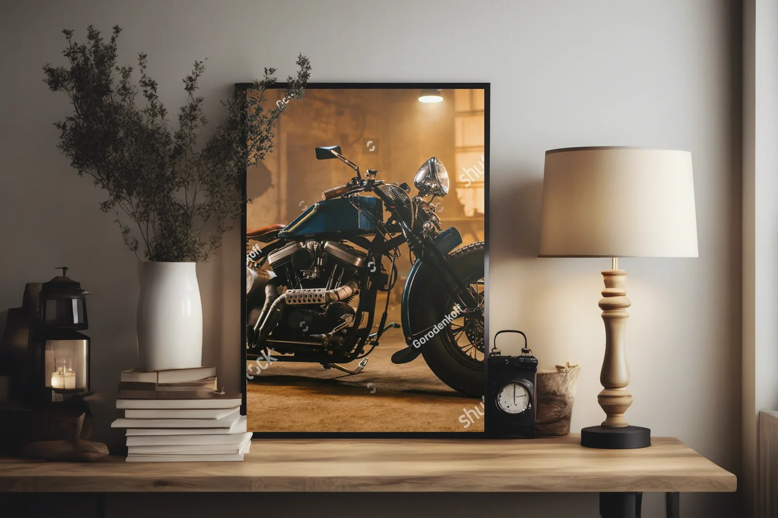 Vintage motorbike w kreatywnej przestrzeni warsztatowej