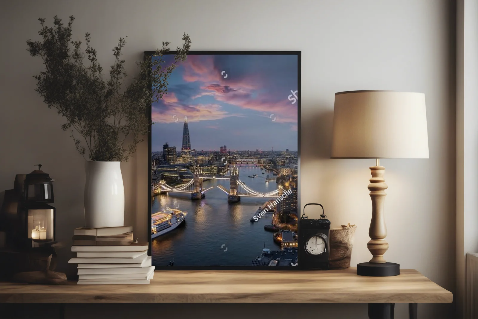 Panoramiczny widok Londynu o zmroku