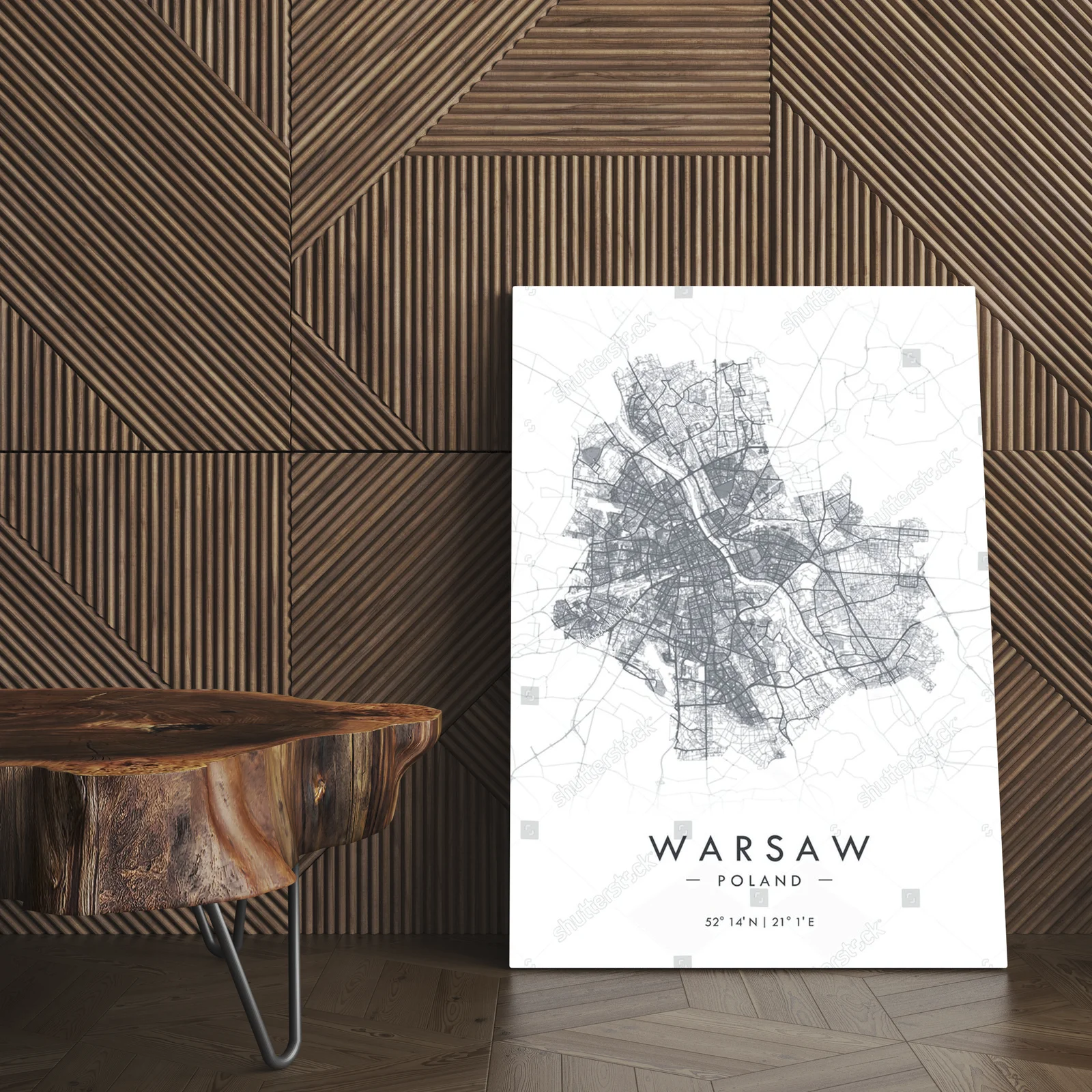 Warszawska mapa wektorowa w minimalistycznym stylu
