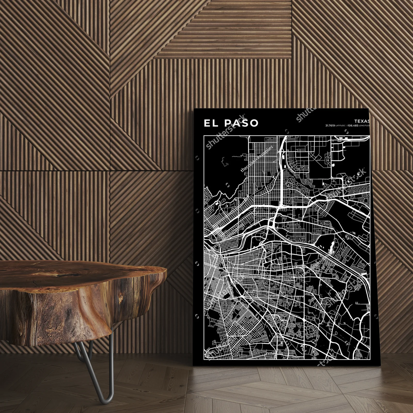 Monochromatyczna mapa miasta El Paso