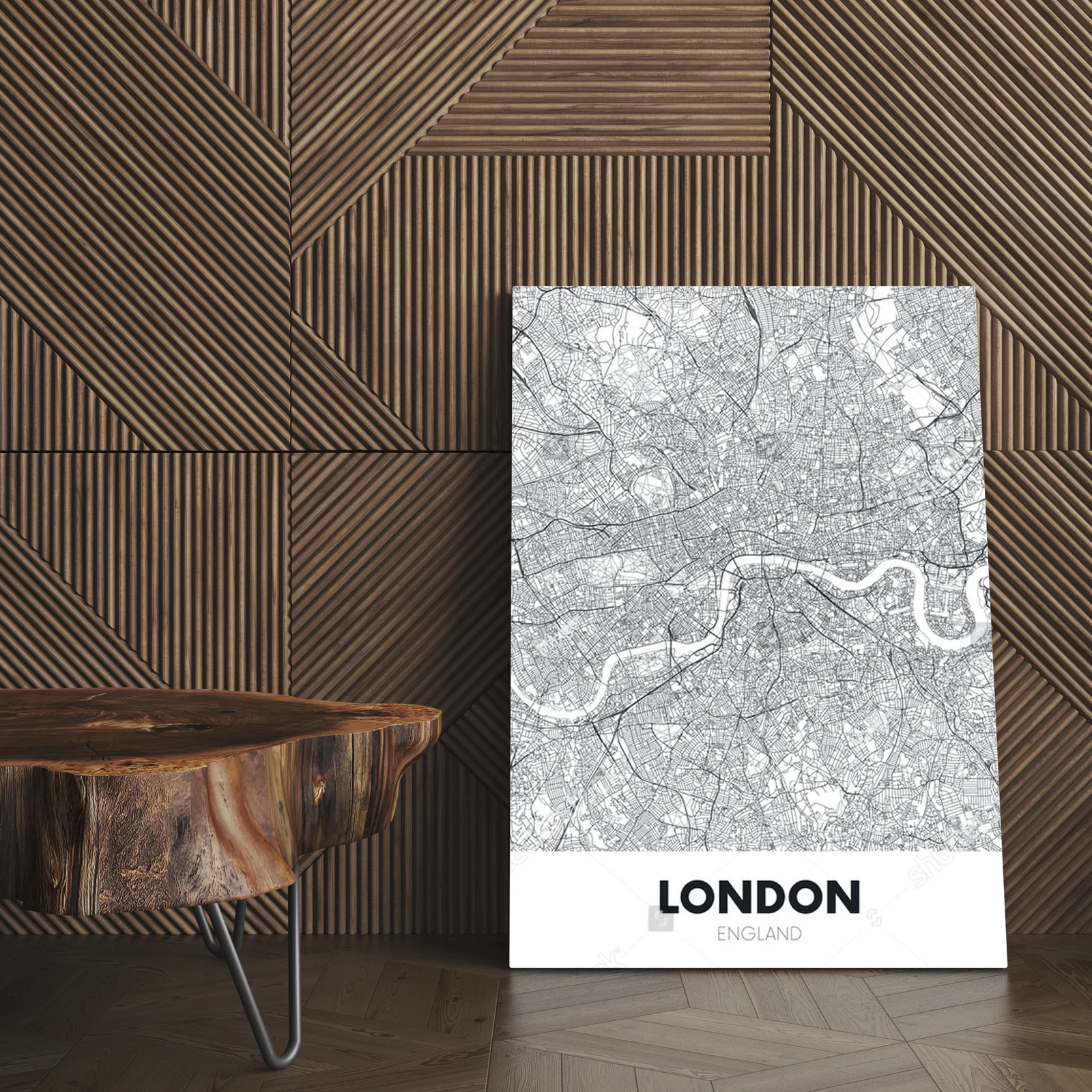 Artystyczna mapa Londynu w białej palecie