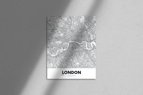 Artystyczna mapa Londynu w białej palecie
