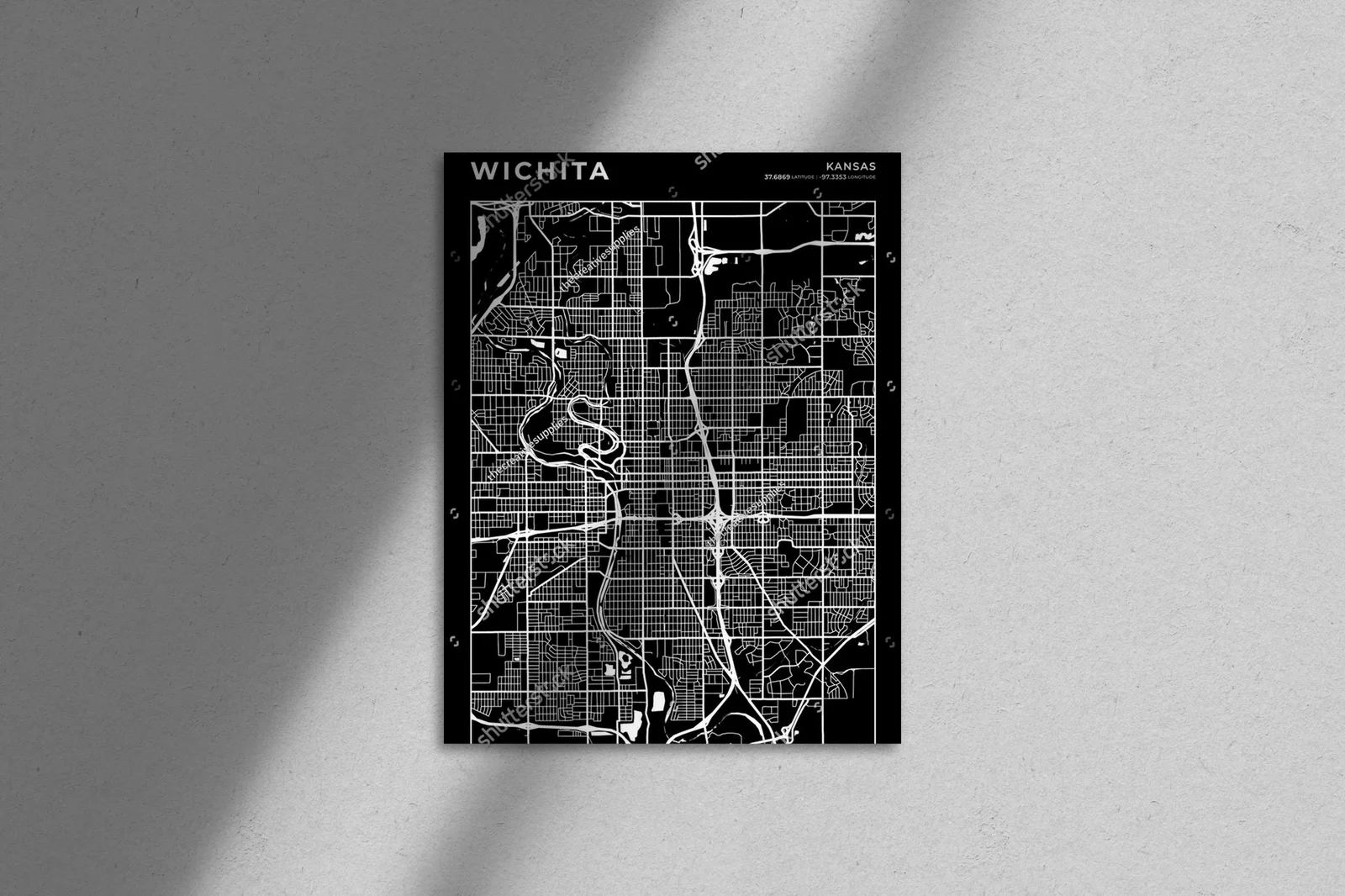 Wizjonerska mapa Wichity w monochromatycznych barwach