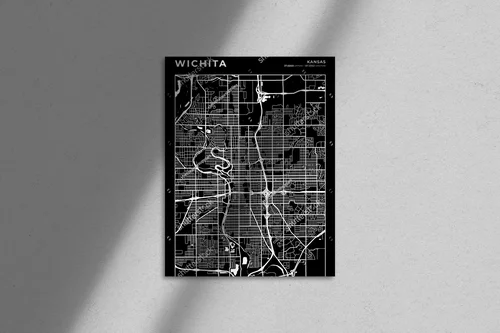 Wizjonerska mapa Wichity w monochromatycznych barwach