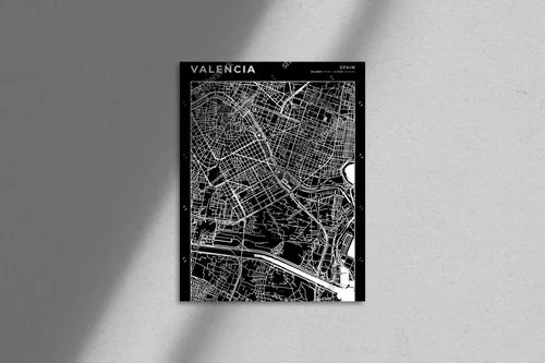 Elegancka mapa Valencji w monochromatycznych barwach