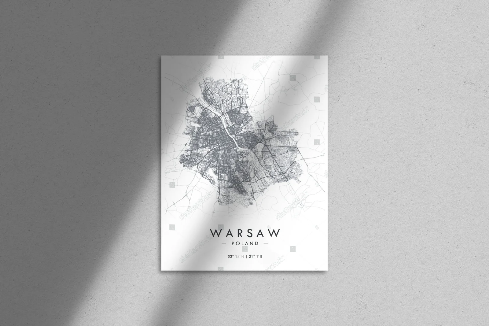 Warszawska mapa wektorowa w minimalistycznym stylu